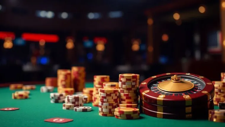 A dynamic shot of various online casino games, including slot machines and a live dealer table, representing the diverse WinPH casino game offerings.